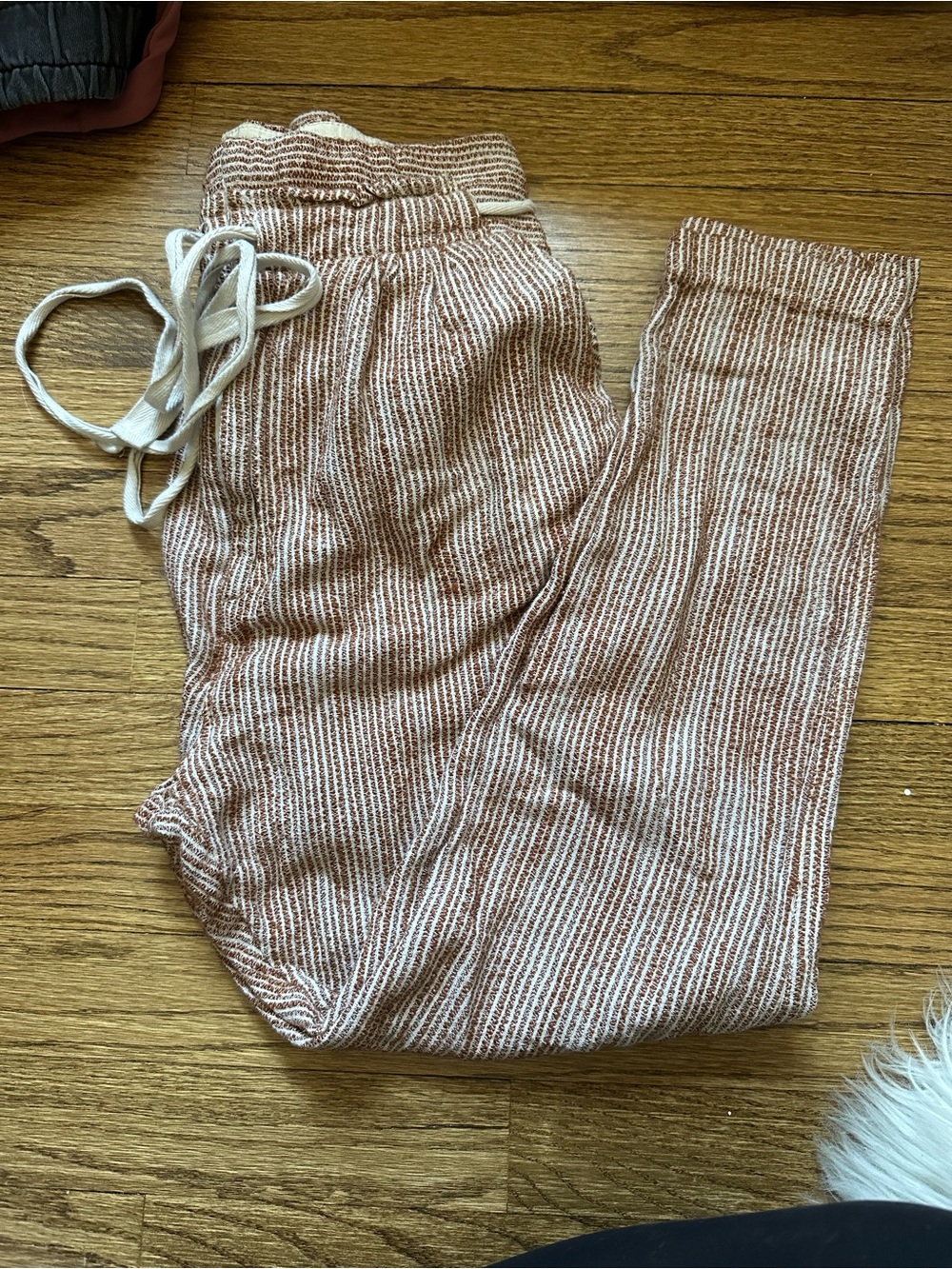Free People Rust and White Striped Knit Joggers